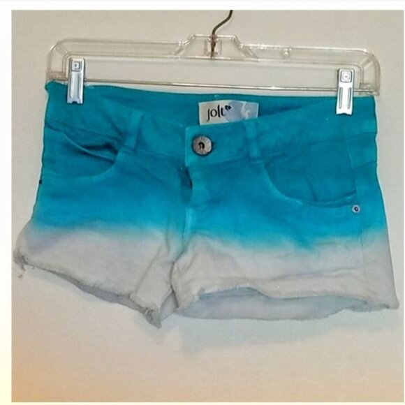 Jolt Short Shorts Jean Teal White Cotton Denim Ombre Juniors WOMEN'S WOMAN'S 0 - Picture 9 of 9